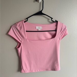 Pink Square Neck Crop Top